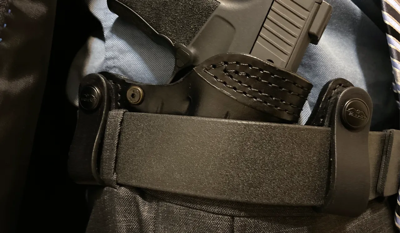 Leather IWB holster on a belt