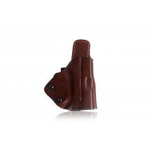 Open barrel quick draw OWB leather holster with security lock