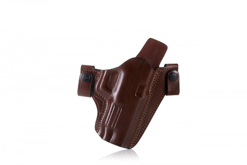 Easy on open top pancake style OWB leather holster