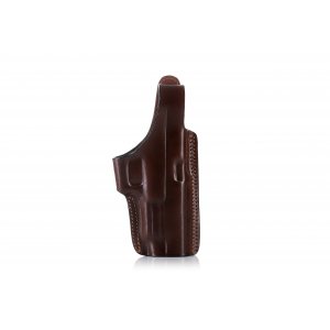 Slim design OWB leather holster with thumb break and belt clip