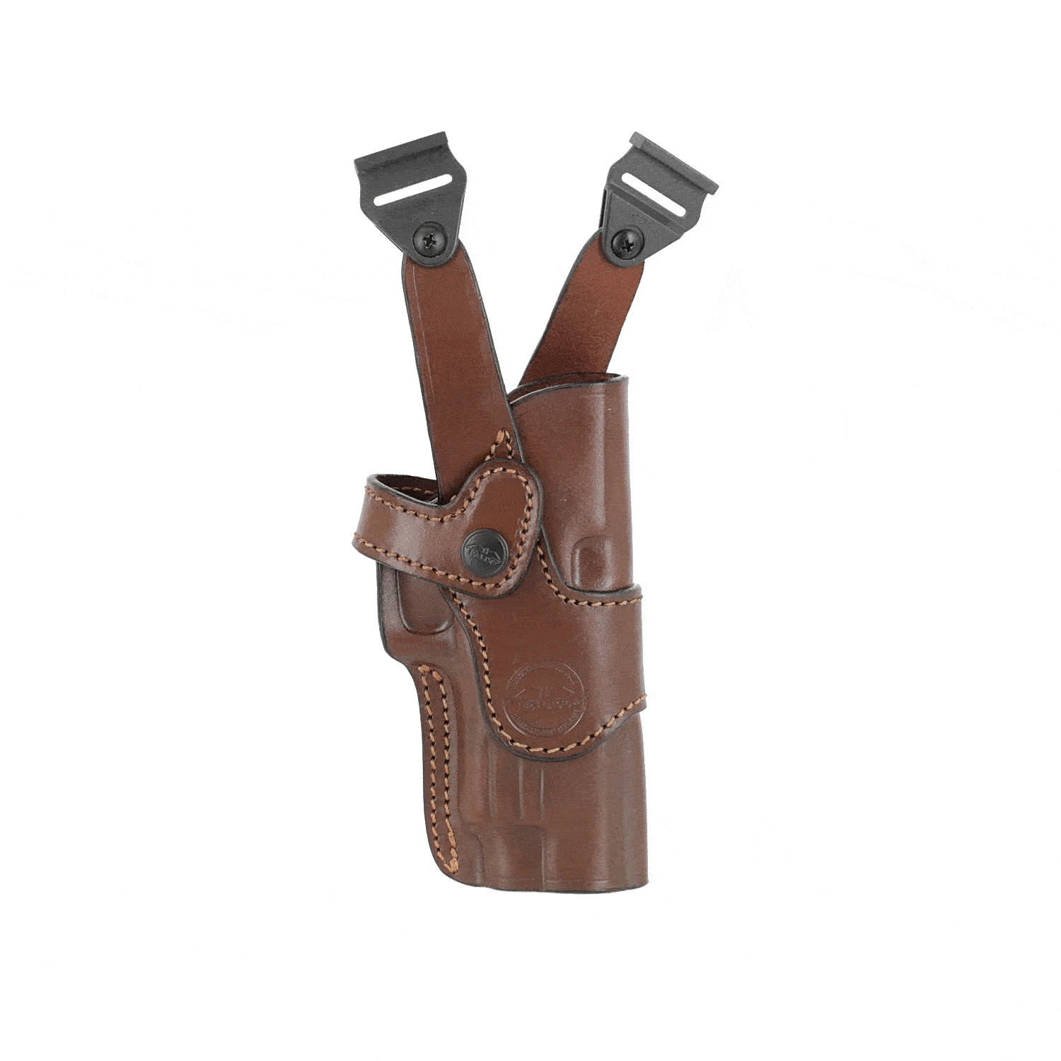 Vertical leather shoulder holster