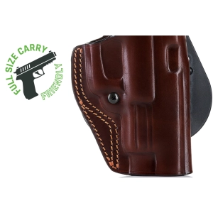 Paddle OWB Open Barrel Leather Belt Holster with Thumb Break
