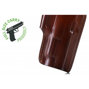 Slim design OWB leather holster with thumb break