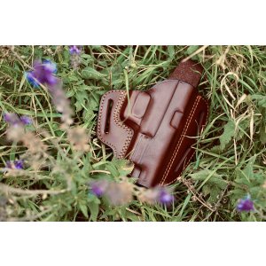 Dual angle open top OWB leather holster