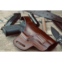 Stable OWB leather holster with thumb break