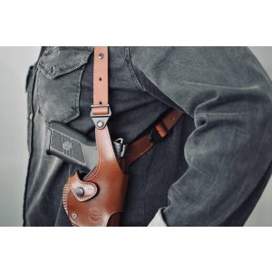 Folding leather shoulder holster
