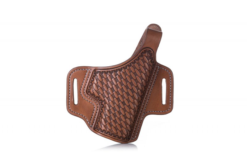 Exclusive Hand-Carved Leather OWB Holster - BASKET WEAVE