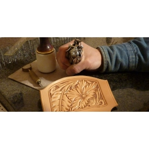Exkluzívne ručne vyrezávané kožené opaskové puzdro - Basket Weave