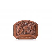 Exclusive Hand-Carved Leather Pouch for Magazines - FLORAL