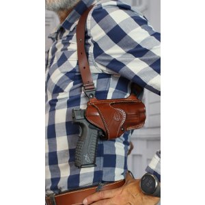 Horizontal leather shoulder holster