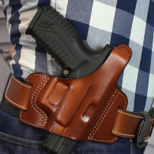Open Barrel OWB Leather Holster with Thumb Break