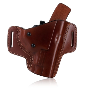 Pancake Style OWB Leather Holster with Security Lock