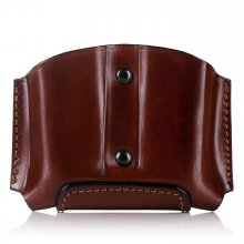 Double Magazine Open Top OWB Leather Pouch with Retention Screw