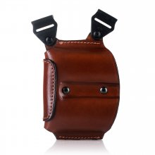 Open double magazine leather pouch for shoulder system