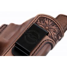 LIMITED EDITION Leather IWB Holster with hand-carved FLORAL details