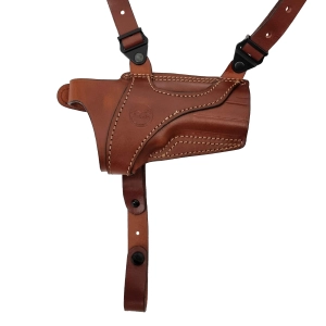 Horizontal Leather Shoulder Holster with Adjustable Harness