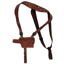 Horizontal Leather Shoulder Holster with Adjustable Harness for Gun with Light