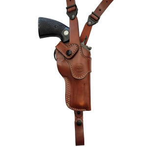 Vertical Leather Shoulder Holster with Adjustable Harness