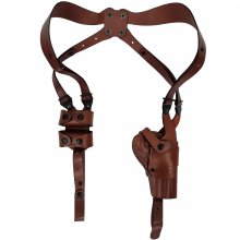 Leather RotoShoulder Holster with a Harness and Double Speedloader Pouch