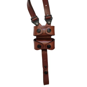 Leather Roto-Shoulder Holster with a Harness and Double Speedloader Pouch