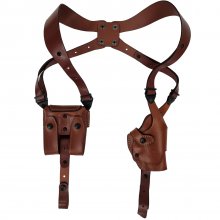Leather RotoShoulder Holster with a Harness and Double Magazine Pouch