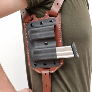 Horizontal Hybrid Shoulder Holster with Double Mag Pouch
