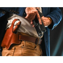 Timeless OWB Leather Holster with Thumb Break for Guns with Lasers or Lights, Plus Red Dot Sights
