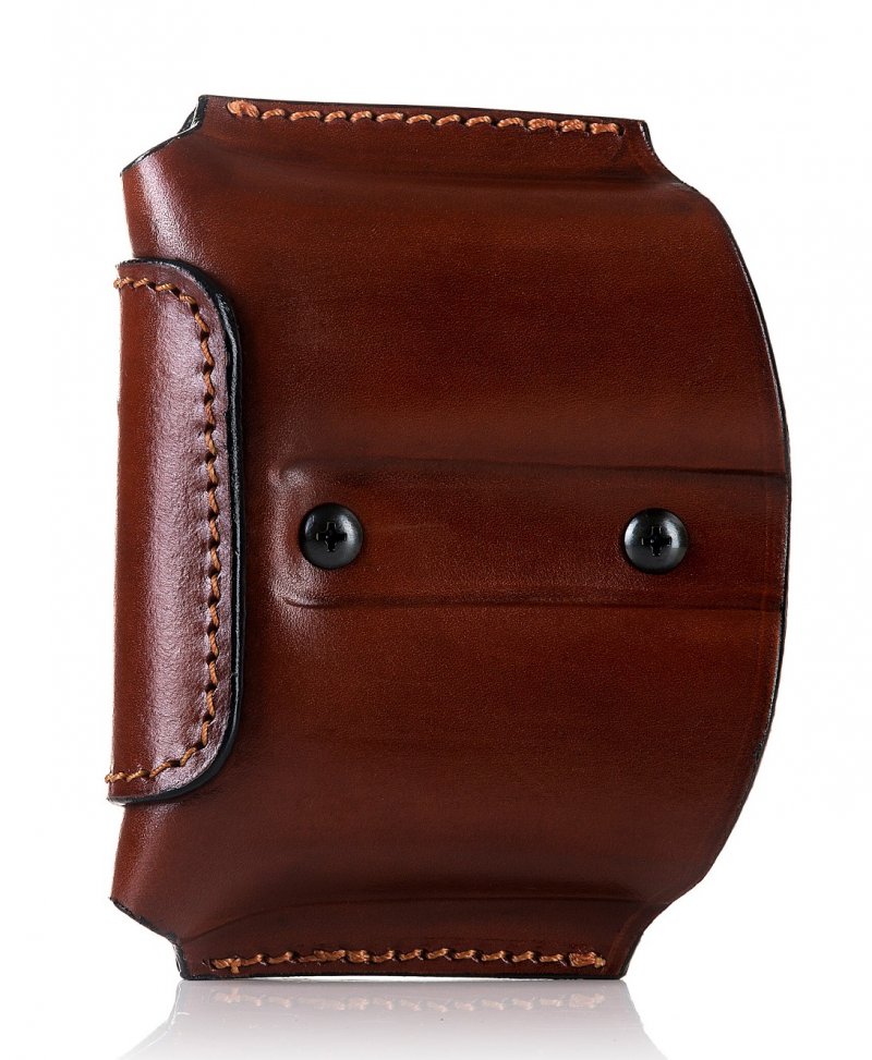 Double Magazine Open Top OWB Leather Pouch with Retention Screw