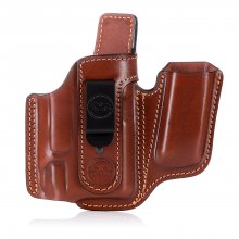 Appendix Concealed Carry Leather Holster for Guns with Light and with Magazine Pouch