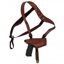 Leather shoulder holster with underlay and sight protection