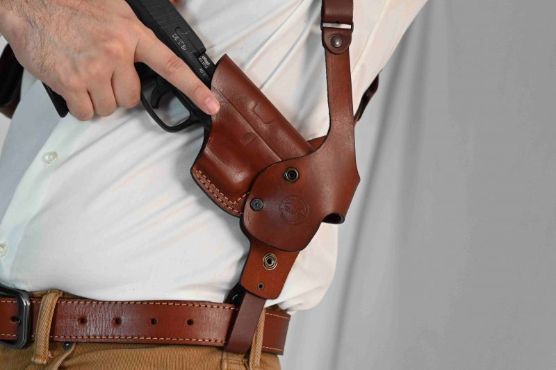 Tactical Gun Holster Shoulder Genuine Real Leather Pistol and Mag Concealed  Vest