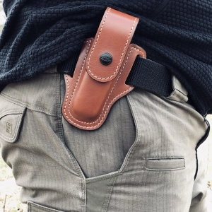 Comfortable Classic Leather OWB Knife & Tool Holster with Side Belt Slots